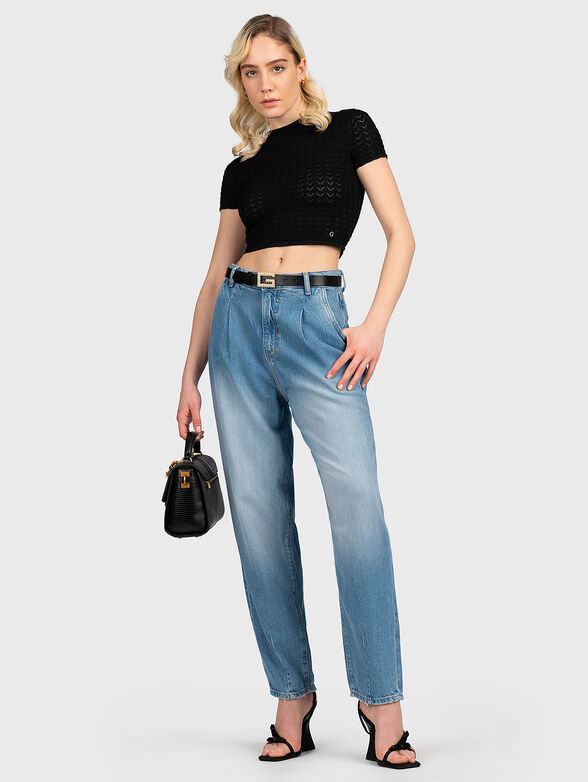 JULIE beige blouse with short sleeve - 2