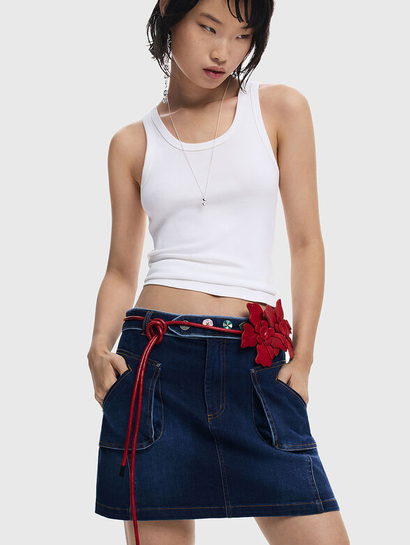Mini denim skirt with pockets - 4