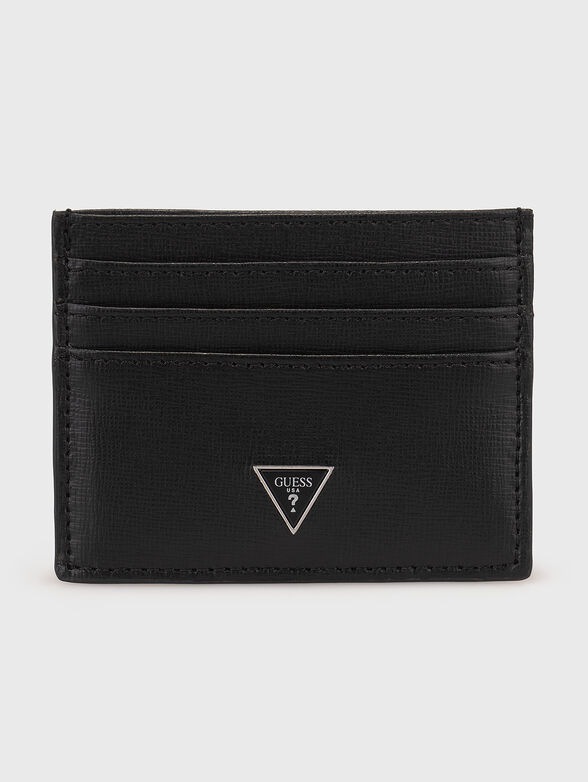 Leather card holder with saffiano effect - 0