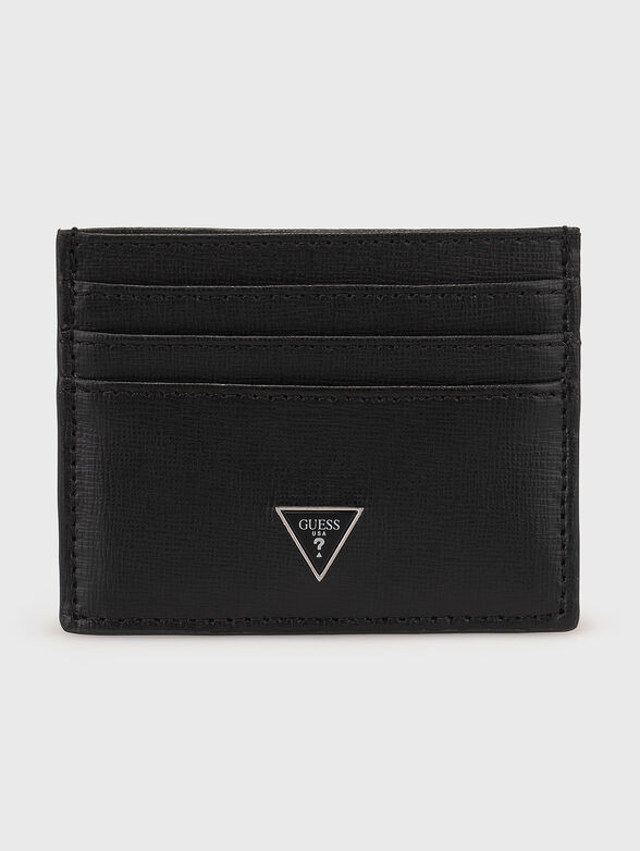 Leather card holder with saffiano effect - 1