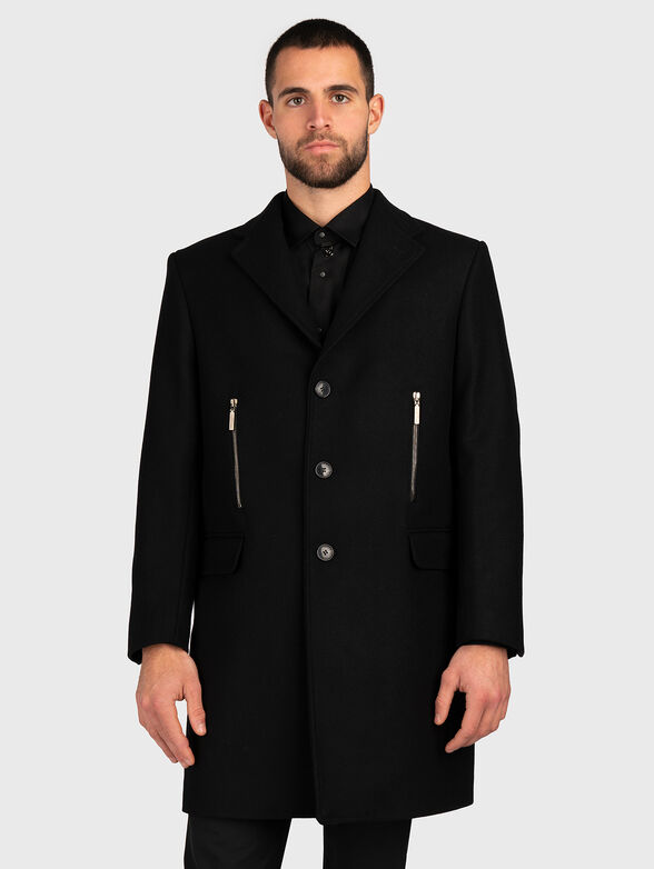 Black wool blend coat  - 1