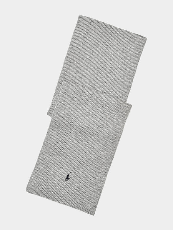 Grey scarf with logo embroidery - 1