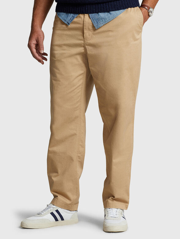 Beige trouser with logo - 0