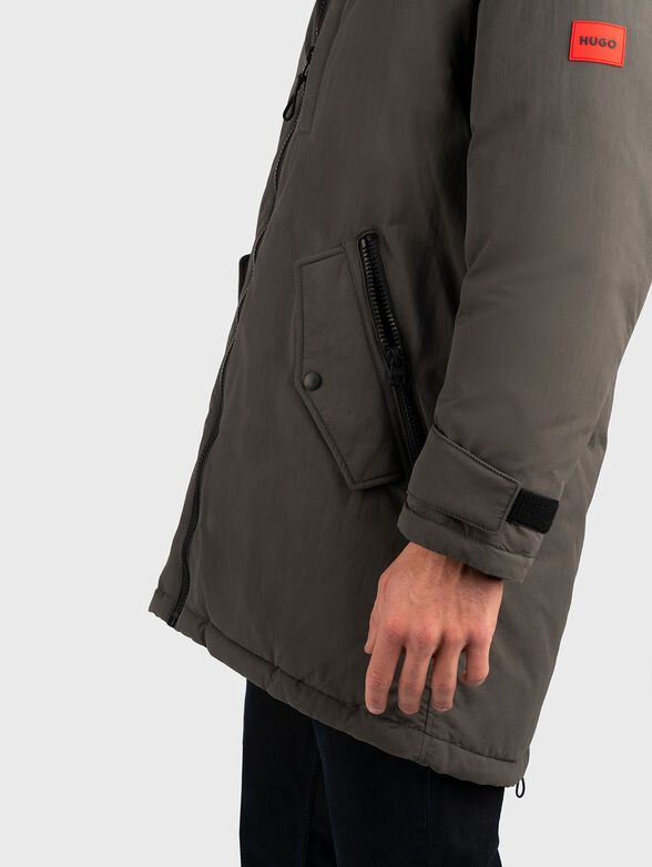 Black parka with logo patch - 4