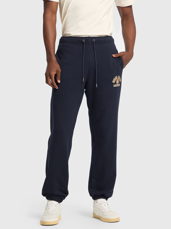 Black sports trousers  with ties at the waist - 1