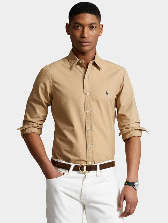 Shirt in beige with logo embroidery - 1