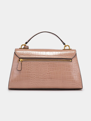 Croco print bag with gold logo detail - 3