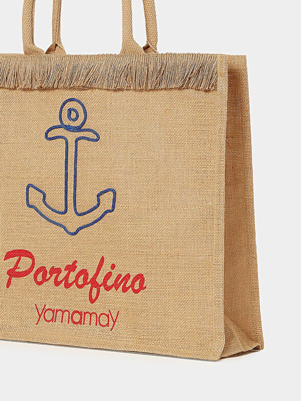 Beach bag with anchor embroidery in blue color - 2
