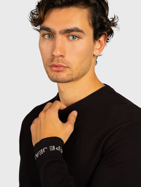 ANDRE black sweater with crew neck - 4
