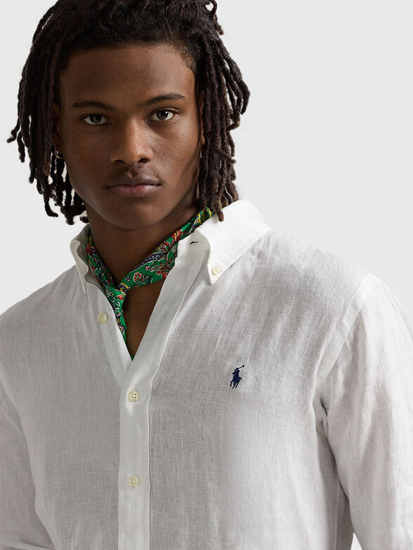 Linen shirt with logo embroidery - 4