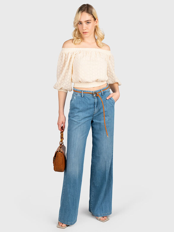 Jeans with wide legs and belt  - 3