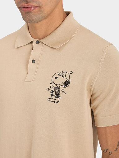 Knitted polo shirt with Snoopy print - 3