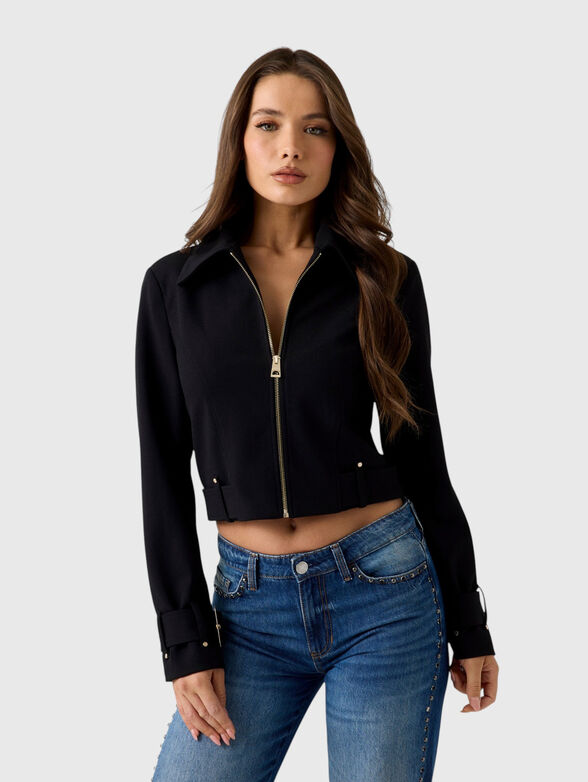 Black cropped jacket - 1