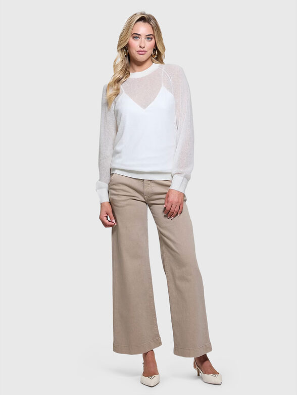 Sweater with translucent sheer and oval neckline - 2