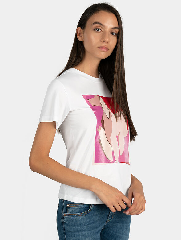 White T-shirt with colorful dog print - 1
