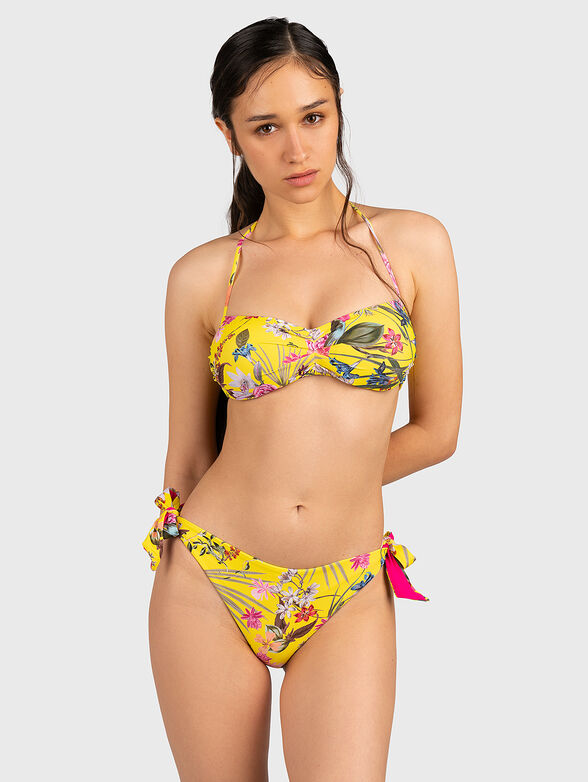 Bandeau top in yellow color with floral print - 1