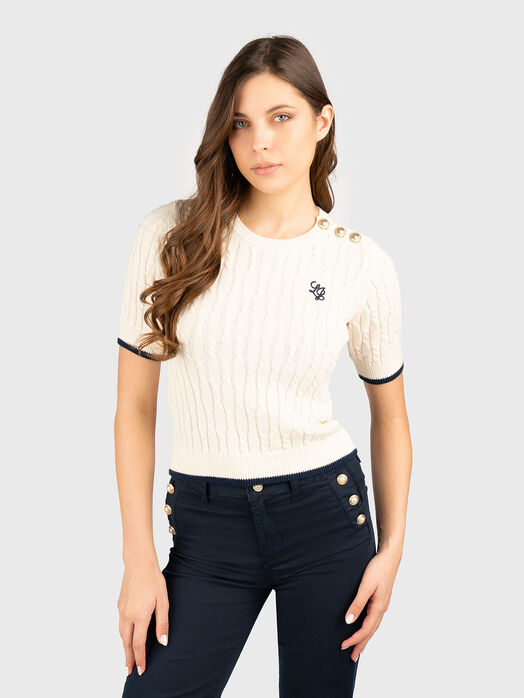 Cotton sweater with short sleeves 