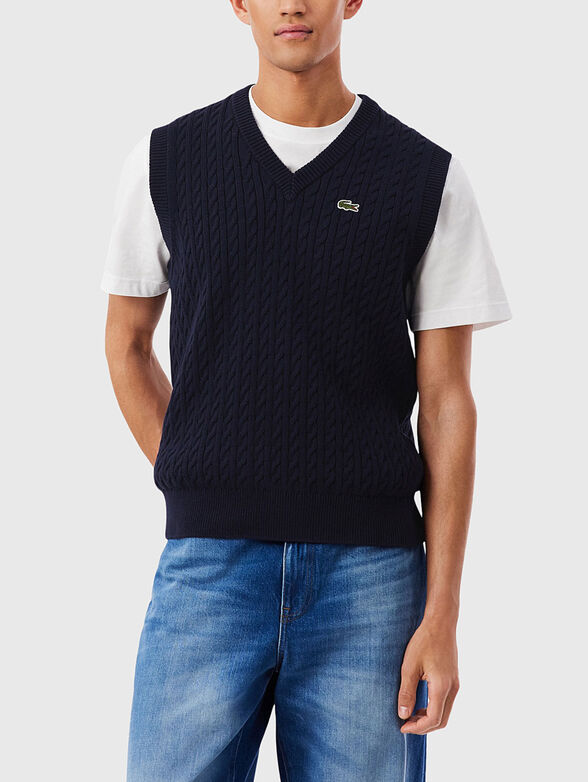 Cable knit cotton sweater vest - 1