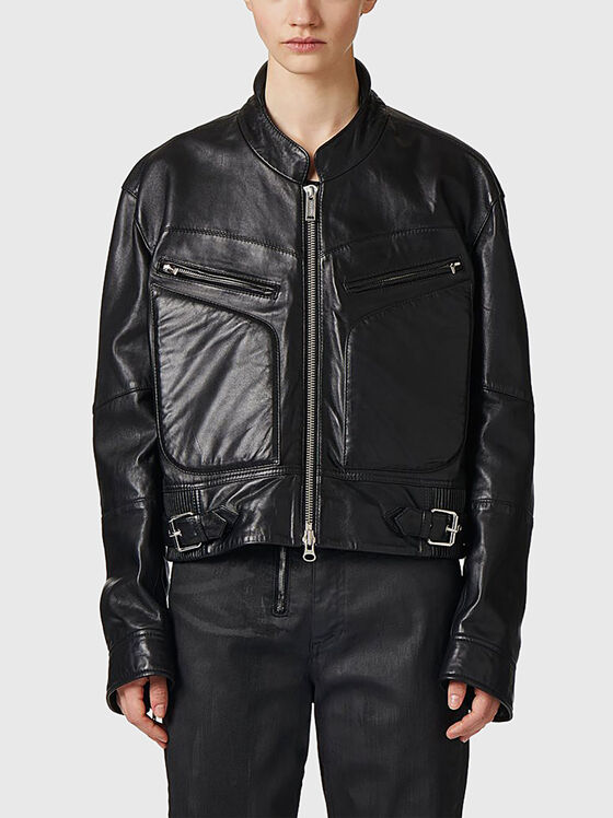 Leather jacket with embossed accents - 1