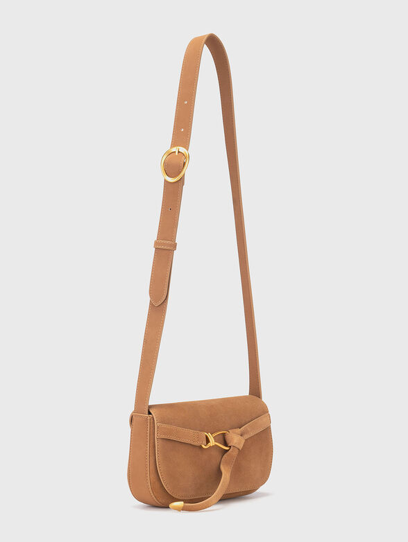 Suede crossbody bag with gold details - 3