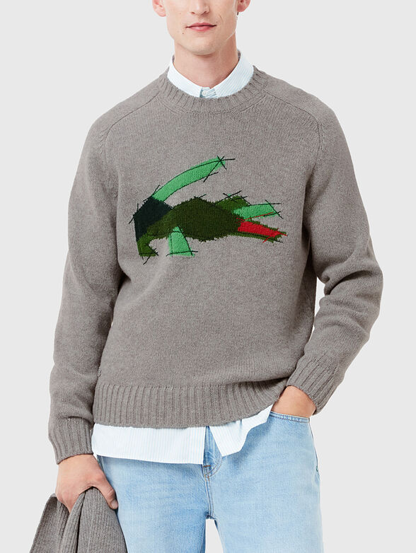 Sweater with oval neckline and logo accent - 1