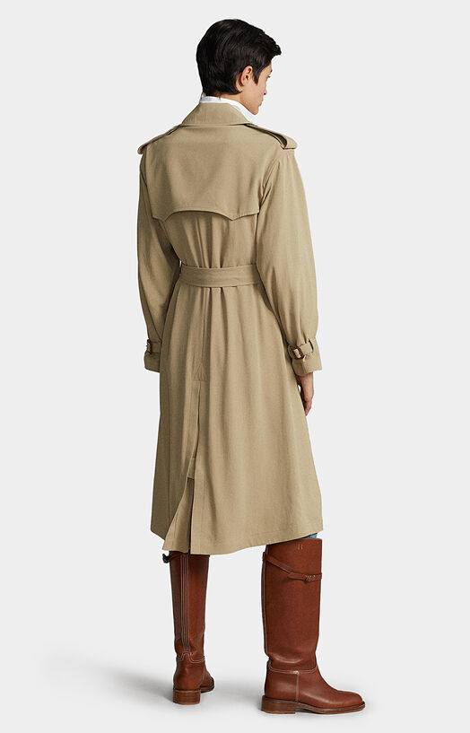 Beige double-breasted trench coat - 2