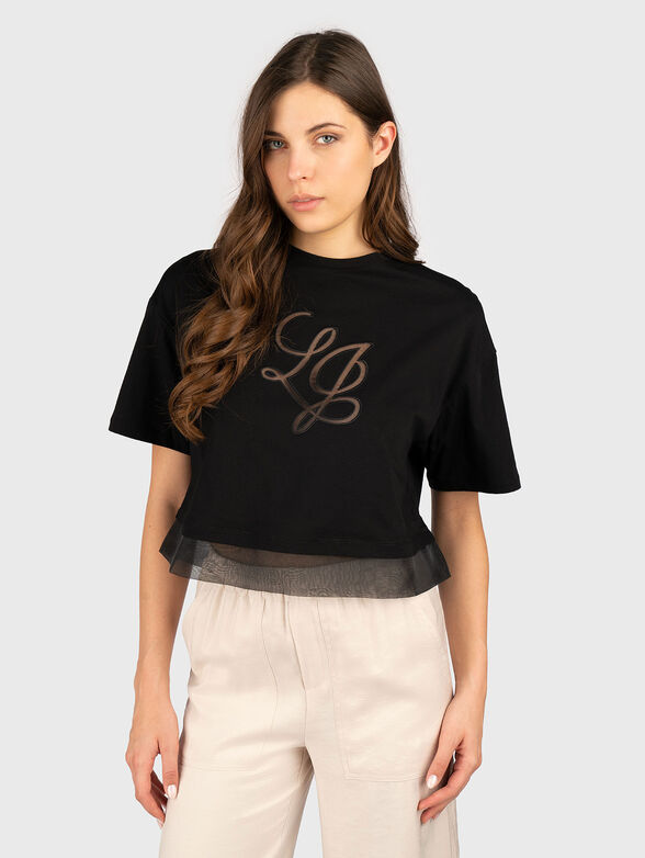 T-shirt with embroidery and tulle  - 0