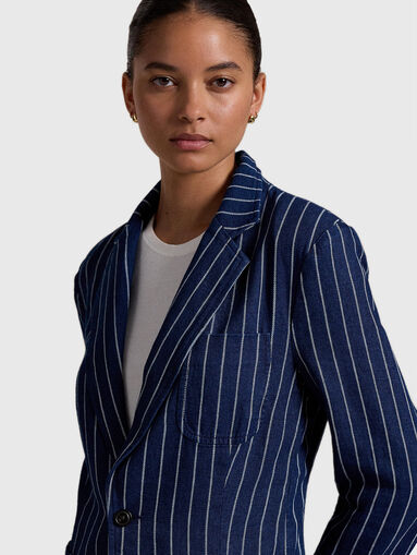 Blue striped cotton jacket - 5