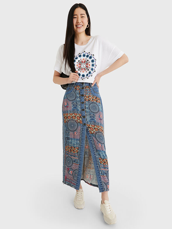 Denim skirt AFRICAN with print - 2