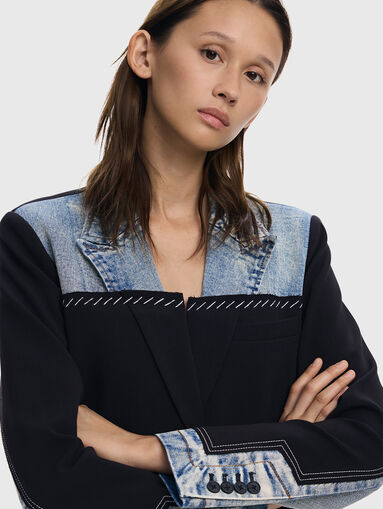 Jacket with contrasting denim details  - 5