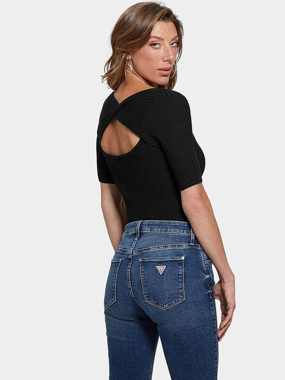 AYSHA black blouse with cut-out detail - 4