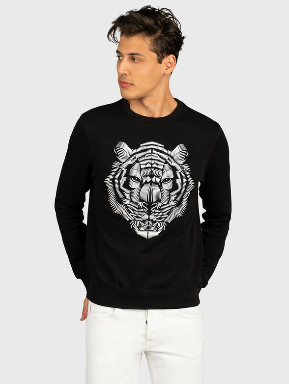 Cotton sweatshirt with embossed print - 2