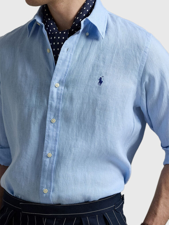 Linen shirt with logo embroidery - 4