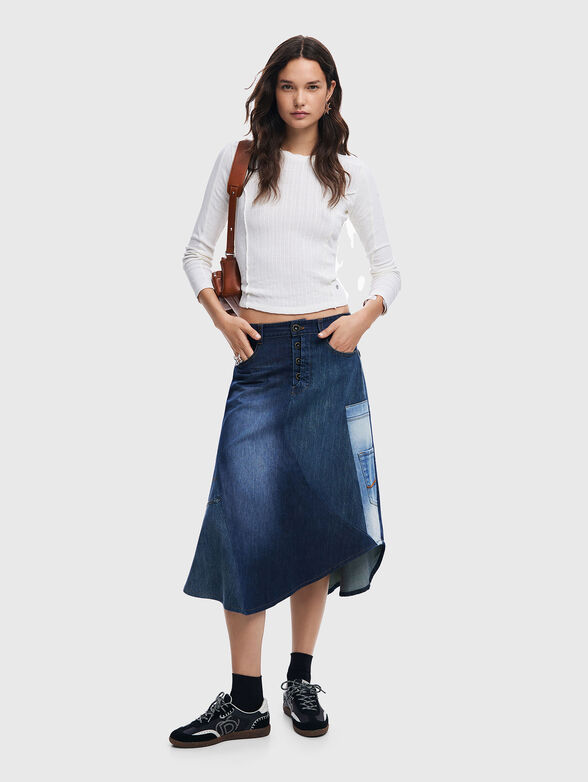 Cotton sweater with oval neckline - 2