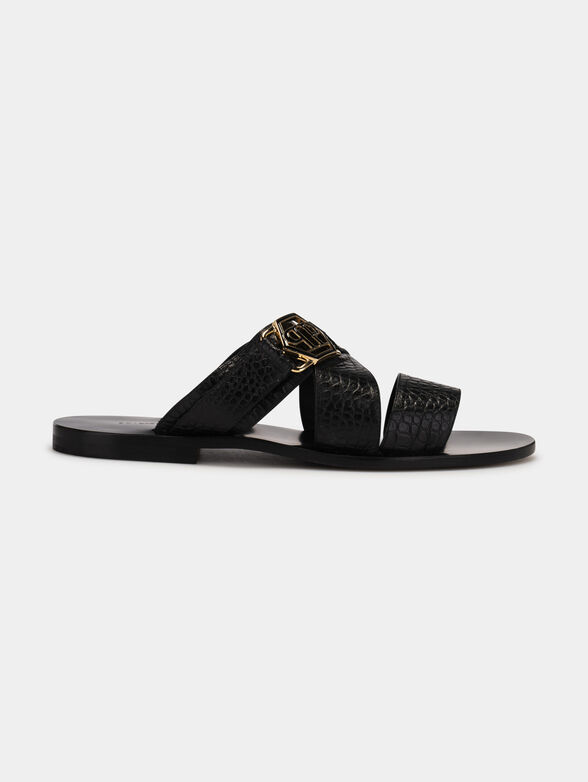 Sandals with golden logo buckle - 1