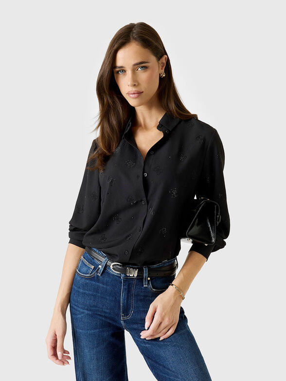 Long sleeved shirt with 4G logo rhinestones - 1