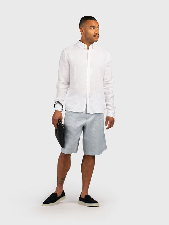 Beige linen shirt with logo detail - 2