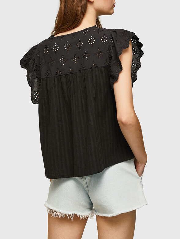 ANAISE black blouse with accent ties  - 3