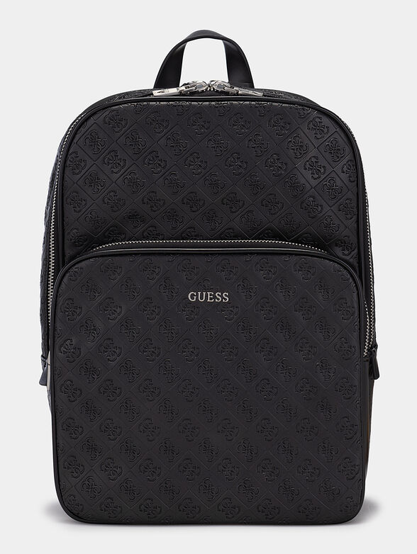 Black backpack with emobossed logo print - 1