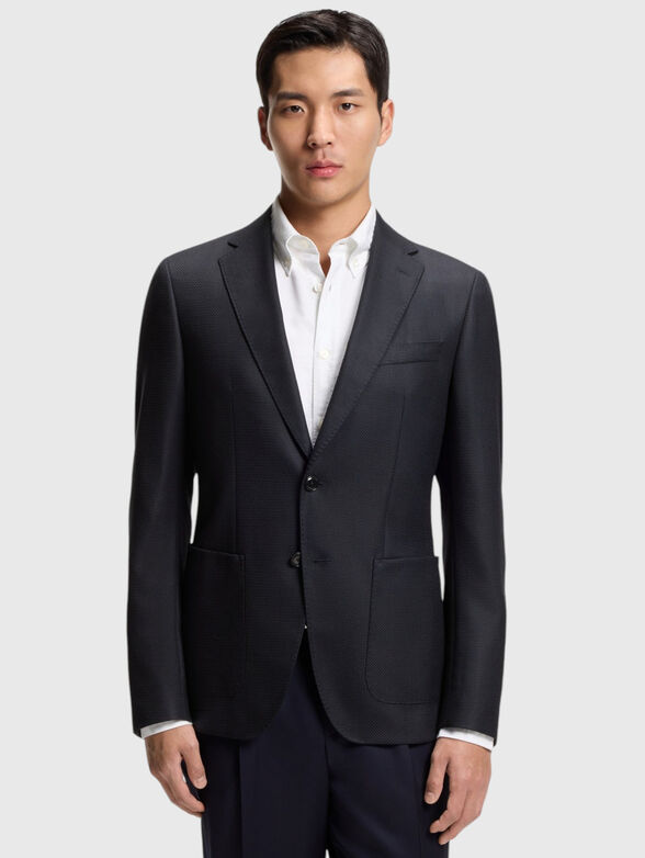 Textured blazer in dark blue - 1