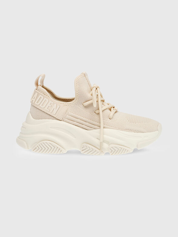 Beige sneakers with contrasting logo - 1