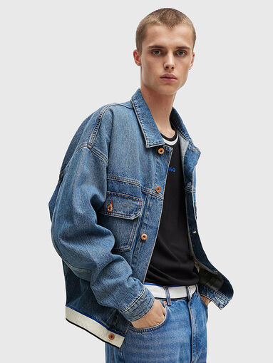 Denim jacket with contrast stripe  - 3