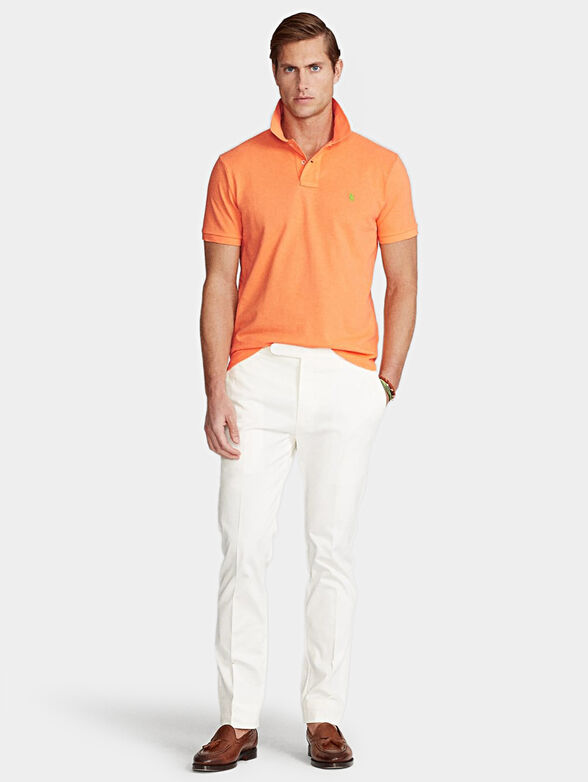 Cotton polo-shirt in orange color - 4