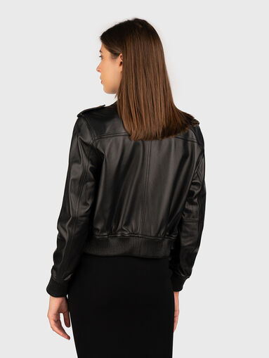 Leather jacket with accent buttons - 3