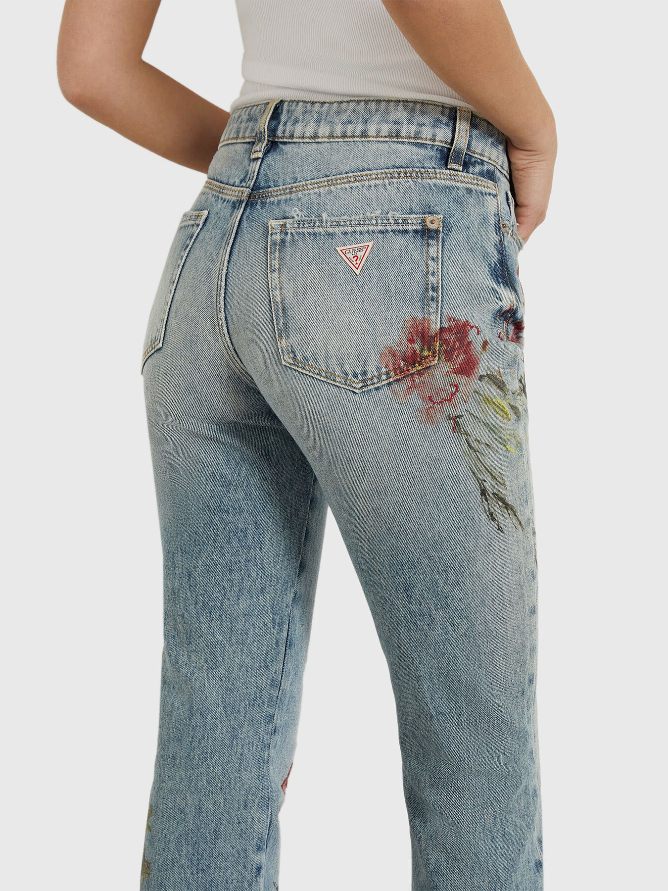 GIRLY jeans with floral print brand GUESS