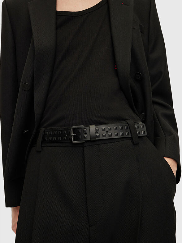 Black leather belt with metal studs - 2