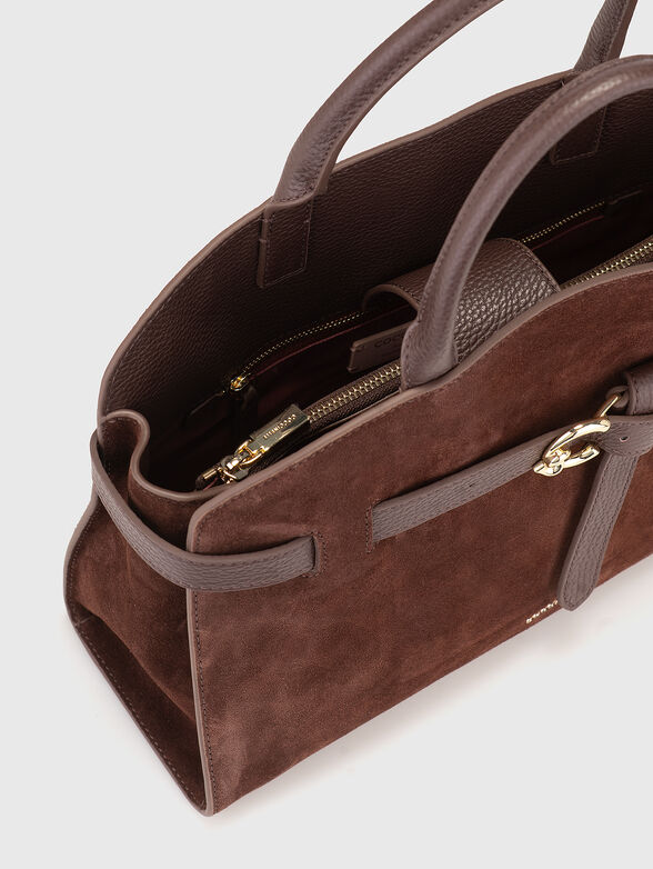 Big suede bag with leather details - 6