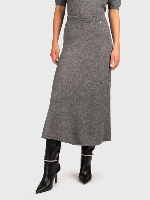 Midi skirt with micro sequins and logo detail