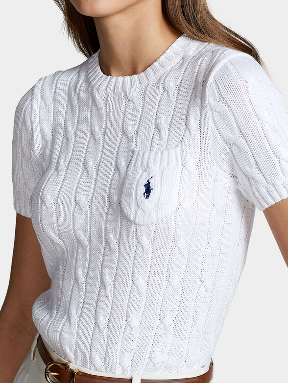 White cotton sweater with short sleeve - 4