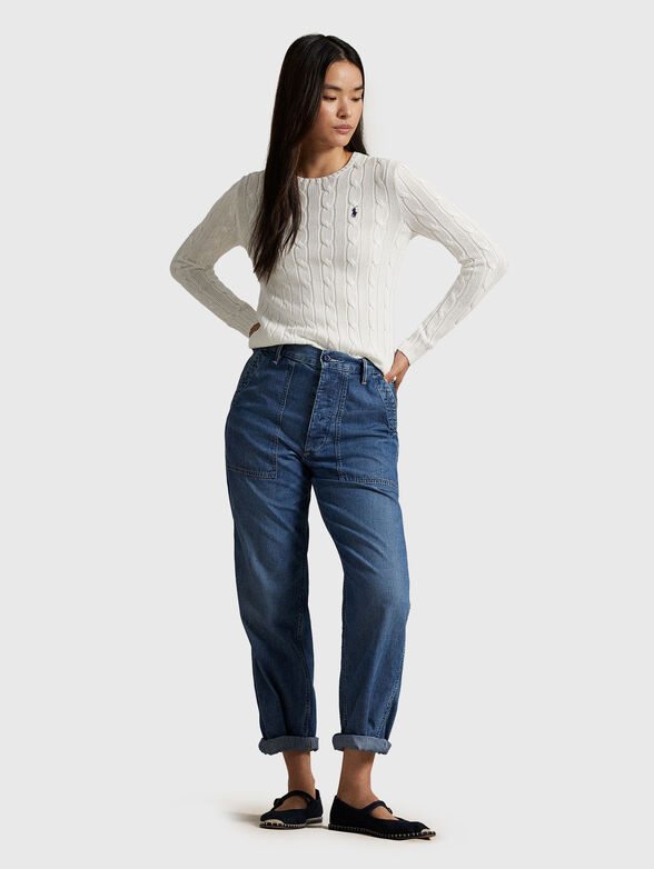 Cable knit cotton crew neck jumper - 2